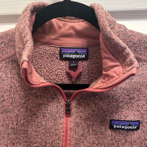 Patagonia Better Sweater 1/4 Zip w/Fleece Interior. Light Cantaloupe Heather. L - Picture 6 of 7